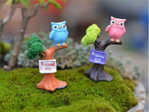 Mini 2pcs Branch Owl Bottle Decoration Supplies Moss Micro Landscape Deco Garden