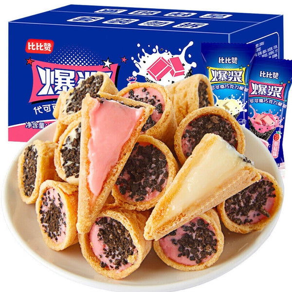 Chocolate Lava Cone Ice Cream Egg Roll Sandwich Biscuit Crispy Sweet Snack