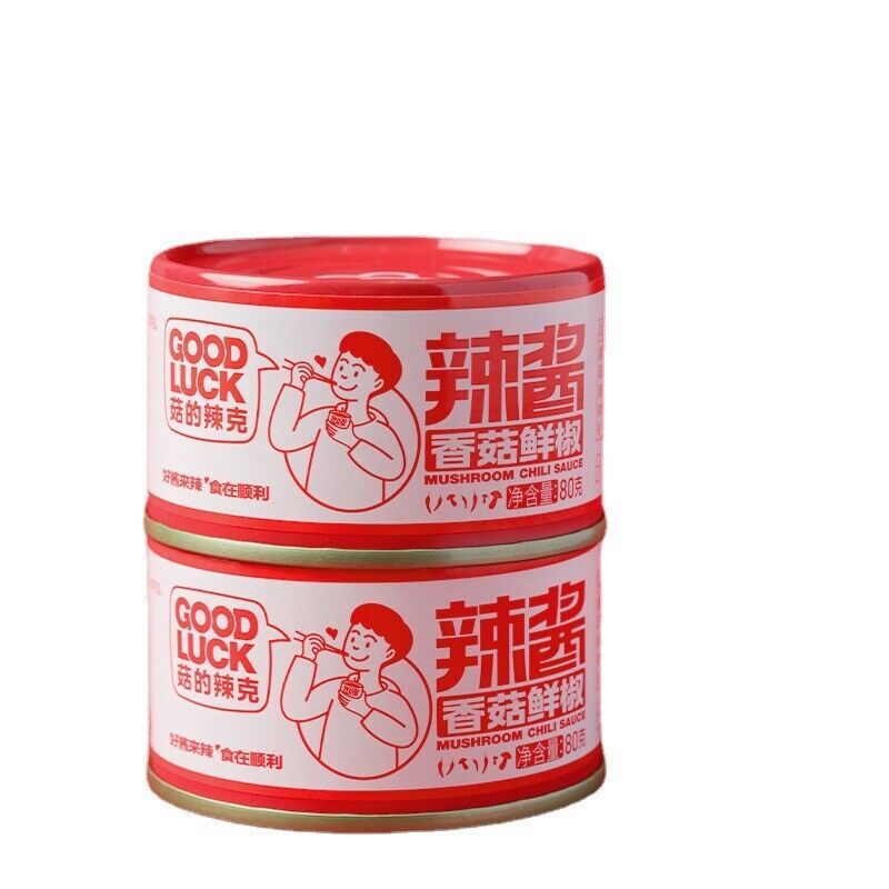 80g*10can Good Luck Mushroom Fresh Pepper Hot Sauce Rice and Noodle Chili Sauce