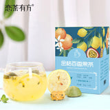 Freeze dried citrus, passion fruit, honey tea, lemon slices, flower fruit tea