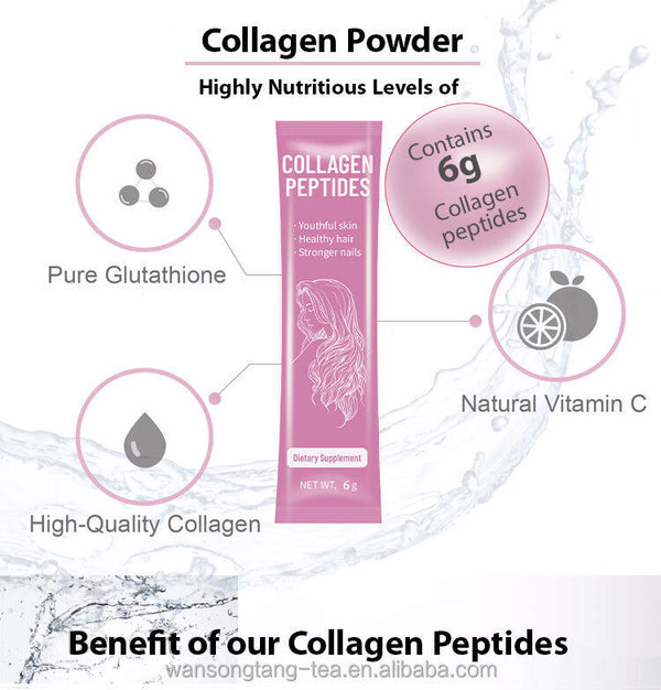 Collagen Peptides Powder Drink Whitening Glow Enzymes Proteins Powder 6g*20bags