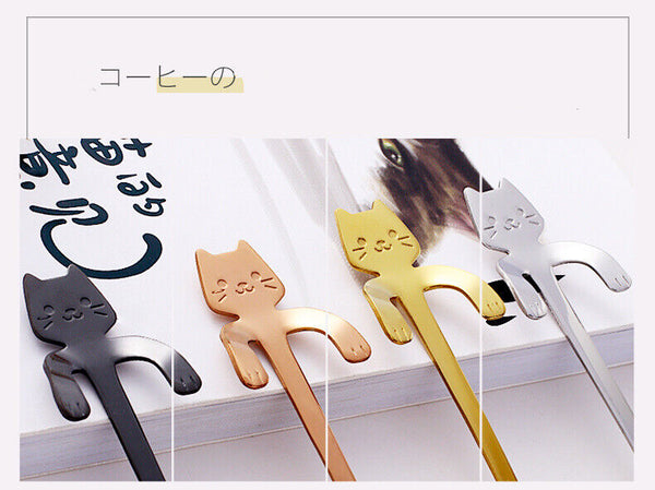 Stainless Steel Spoon Dinnerware Cat Coffee&Tea Spoon Kitchen Flatware Tableware