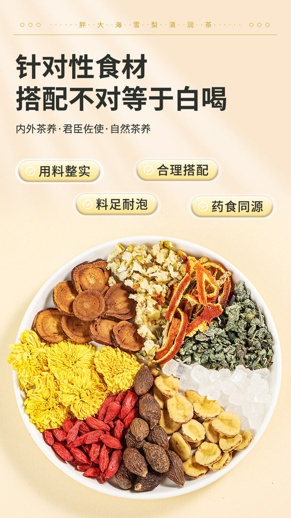 Luo Han Guo Pear Herbal Tea Bags Throat Soothing Moisturizing Sweet Drink