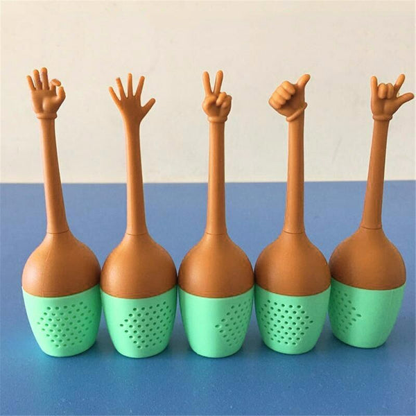 Funny Hand Gestures Silicone LooseLeaf Spice Tea Infuser Tea Strainer Diffuser