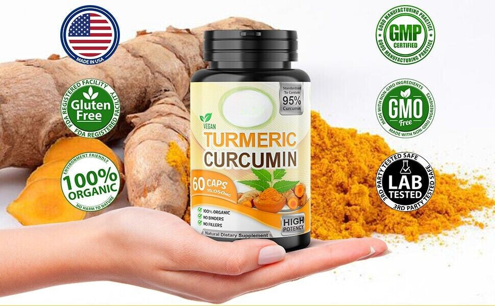 TUMERIC 3000 Mg DAILY TURMERIC MAX Potency CURCUMIN 95% PILLS With Black Pepper