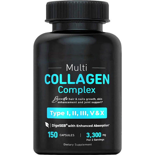 120caps Vital Vitamins Multi Collagen Complex - Type I, II, III, V, X, Grass Fed