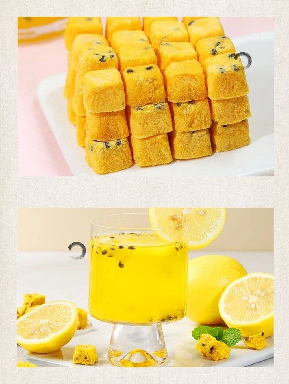Freeze Dried Passion Fruit Cubes Tea with Honey Kumquat Lemon Citrus Blend