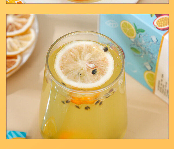 Kumquat, Passion Fruit, Green Tangerine, Lemon,and Snow Pear Cold Brew Fruit Tea