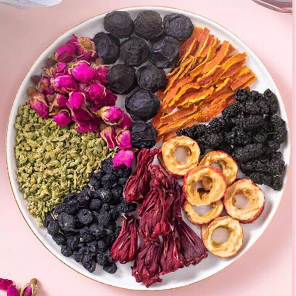 Hawthorn Roselle Mulberry Rose Herbal Tea Natural Blend Antioxidant Floral