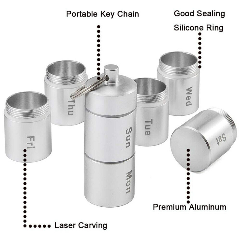 Waterproof Metal Pill Box Daily Medicine Container Keychain Pill Storage Holder