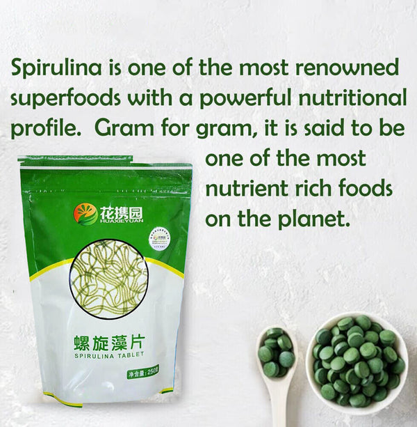 Organic Spirulina Tablets, 3000mg Per Serving, 1250 Tablets - Superfoods