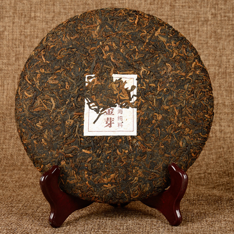 357g Aged Puerh Ripe Tea Menghai Golden Bud Yunnan Seven Seed Cake Tea