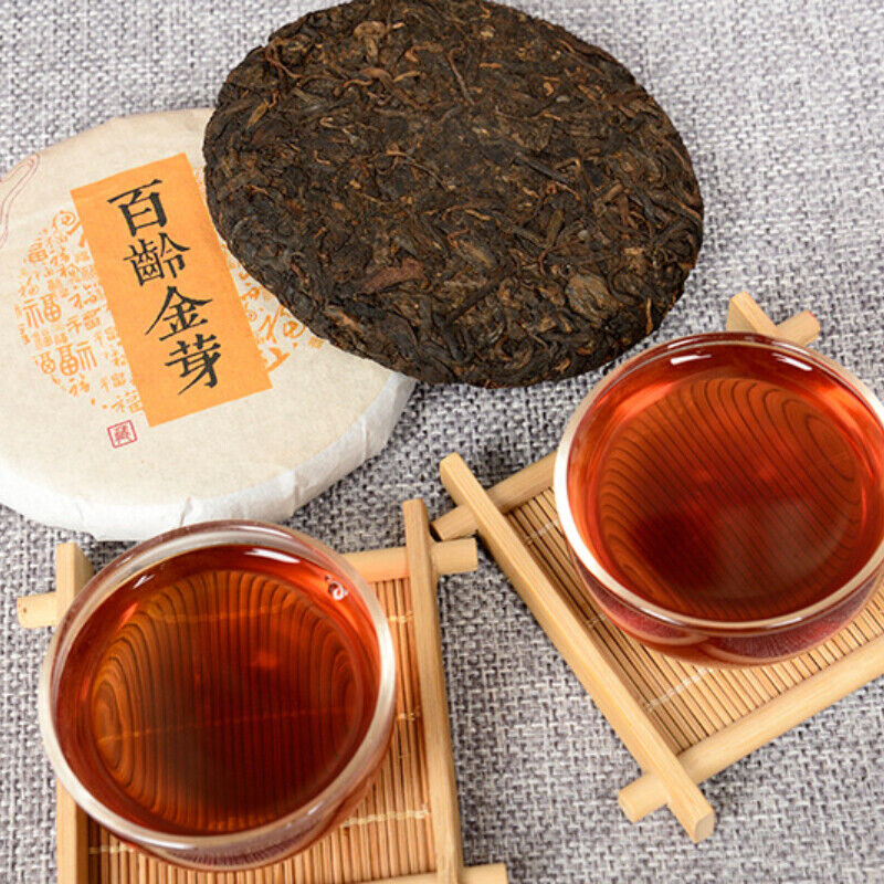 Yunnan Pu-Erh Tea Cooked Tea Cake Bailing Golden Bud Cooked Cake 100g/3.52oz