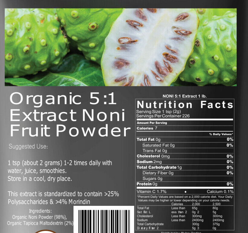 1.1 lb Organic Noni Fruit Powder 5:1 Extract Pure 17.6 oz Free Shipping Main image