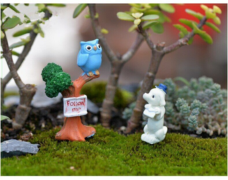 Mini 2pcs Branch Owl Bottle Decoration Supplies Moss Micro Landscape Deco Garden