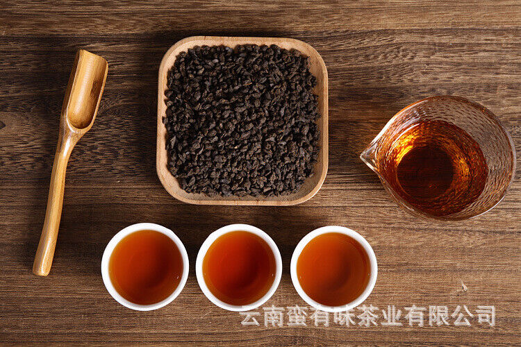 Yunnan Puerh Ripe Tea, Menghai Glutinous Fragrance Tea Fossilised Loose Tea 500g
