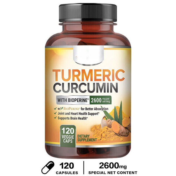 Turmeric Curcumin Highest Potency 95% 2600mg with BioPerine Black Pepper Extract