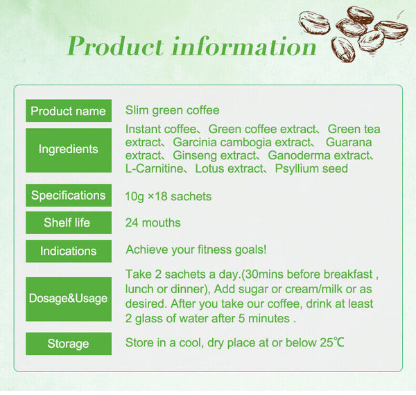 Slim Latte Coffee Natural Instant Weight Loss Ganoderma Slimming Coffee 10g*18
