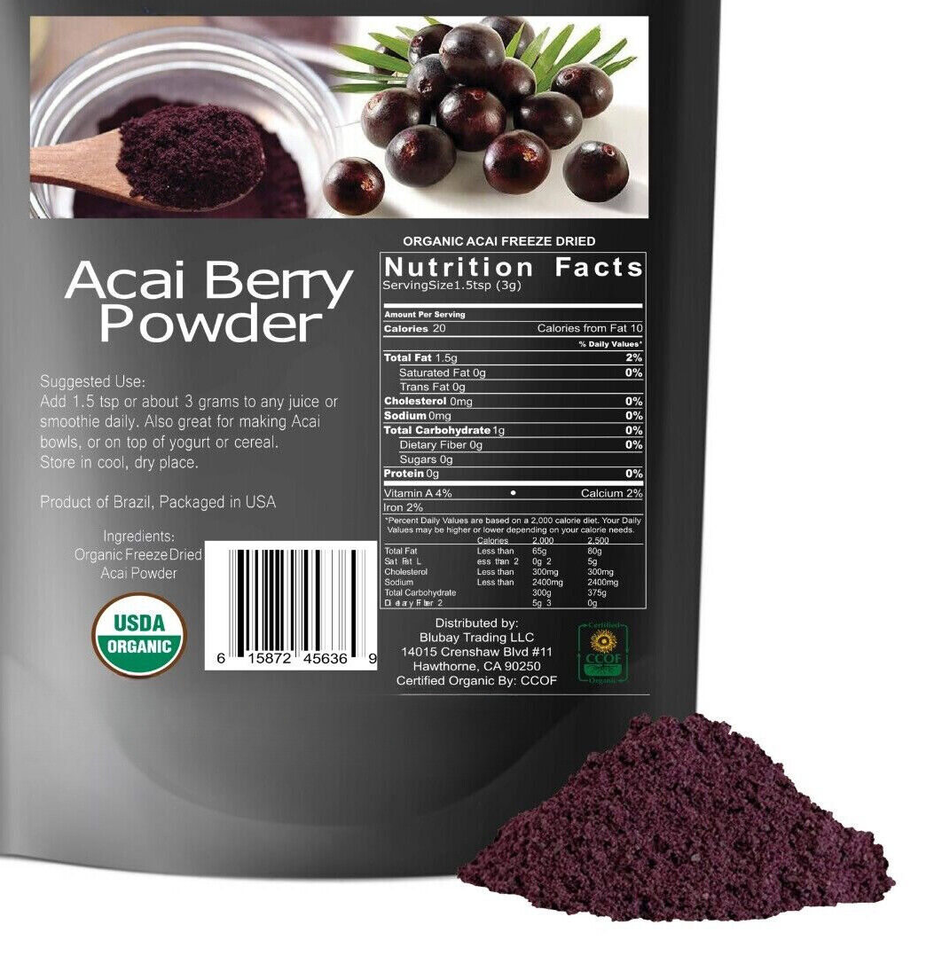Acai Berry Powder Organic Pure Freeze Dried Wholesale 1.1 lb 17.6 ounces Main image