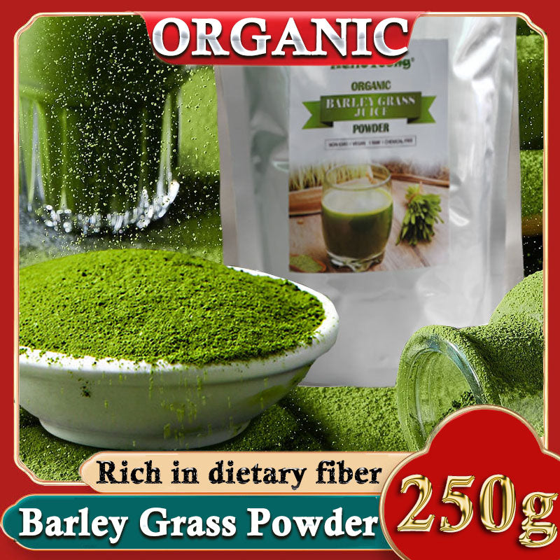 Barley Grass Powder 100% Pure & Organic Organic Barley Grass Powder Pure Organic Barley for Women and Men 250g Pure, Kosher, Vegan, Bulk. Good Source of Fiber, Protein. Great for Juices Main image