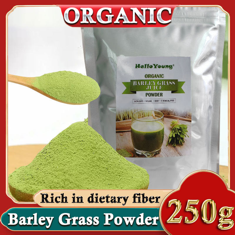 HelloYoung 250g Organic Barley Grass Powder Gluten Free Non-GMO Superfood Vegan moistening intestines, burning fat, purifying liver, lowering cholesterol Main image