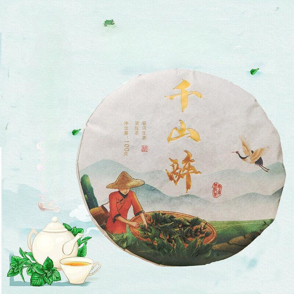 CIFbuy Thousand Mountains Drunken Puerh Raw Tea 100g Yunnan Seven Tea Cakes