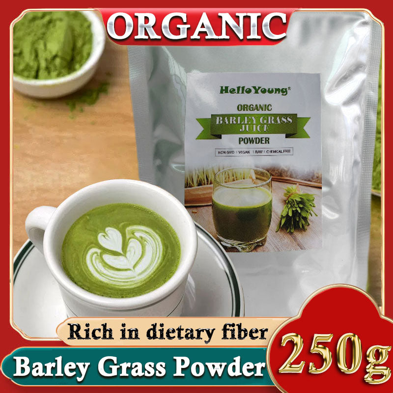 HelloYoung 250g Organic Barley Grass Powder Gluten Free Non-GMO Superfood Contains Iron Vitamin C, & Vitamin E – Non-GMO Gluten-Free Soy-Free Vegan & Paleo – Daily Greens Booster Main image