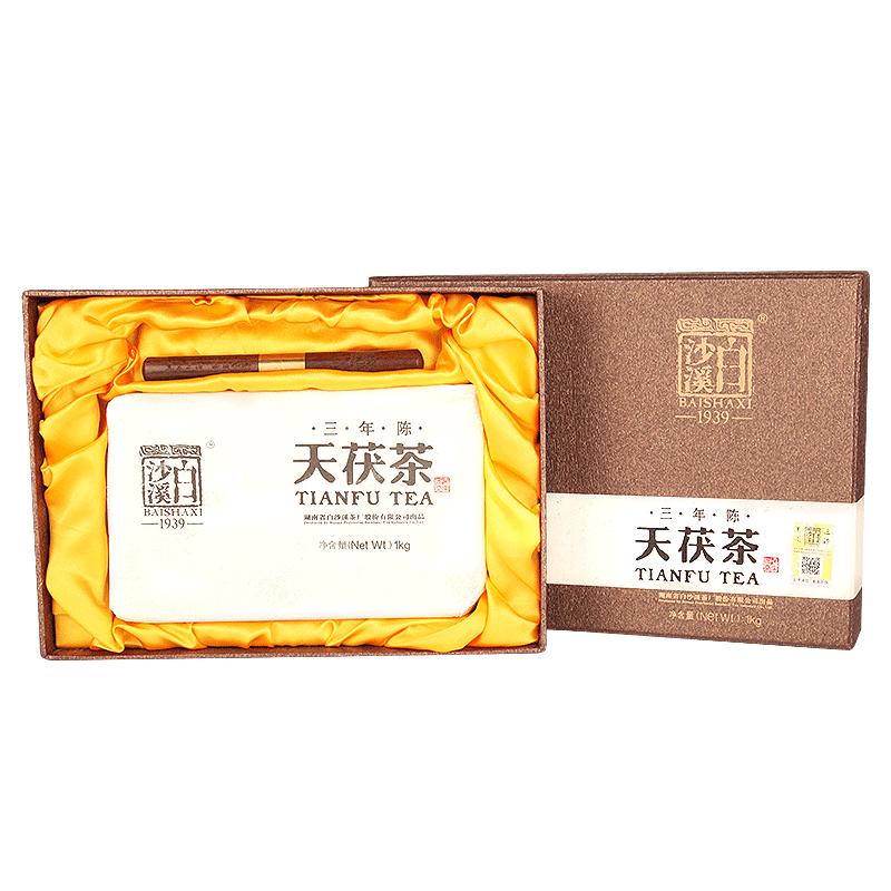 CIFbuy Anhua Dark Tea BaiShaxi 1939 Gold Flower Tea Brick 3 Years Aged Tian Fu Tea 1kg