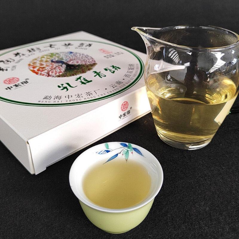 CIFbuy 357G Pu'er Tea Peacock Green Cake Raw Tea Cake Icelandic Old Tree Pu'er