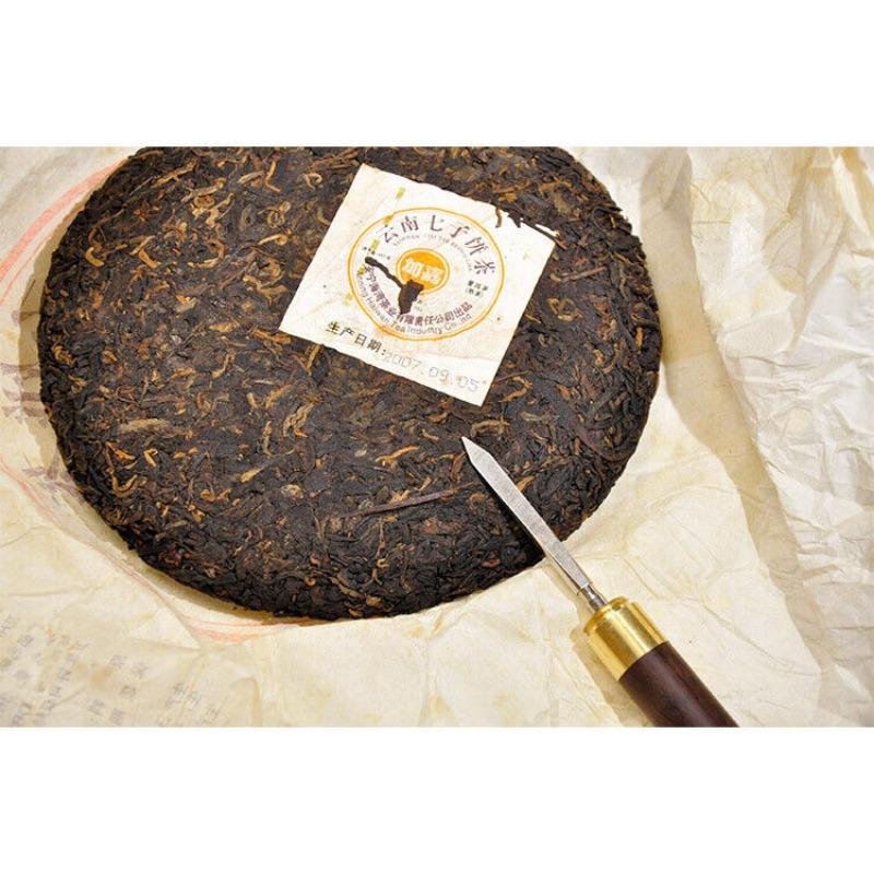 CIFbuy Lao Tong Zhi JIAJIA 7598 Anning Haiwan Yunnan Pu-erh Tea Cake 357g Ripe