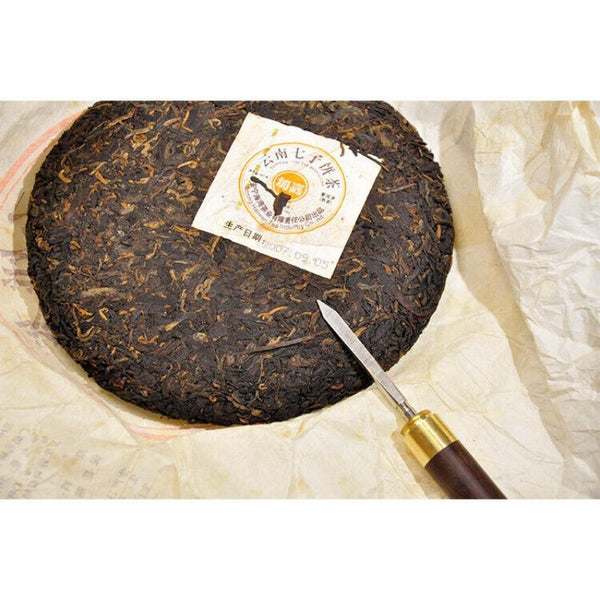 CIFbuy Lao Tong Zhi JIAJIA 7598 Anning Haiwan Yunnan Pu-erh Tea Cake 357g Ripe