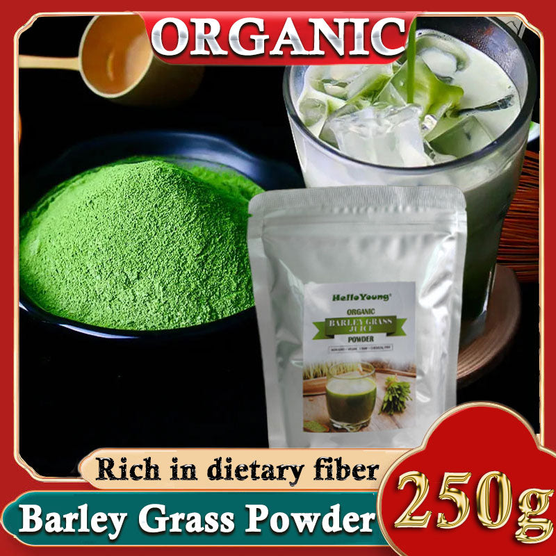 Barley Grass Powder 100% Pure & Organic Organic Barley Grass Powder Pure Organic Barley for Women and Men 250g RAW, GREENISH LIKE LEAVES, NO PRESERVATIVE,NON GMO Main image