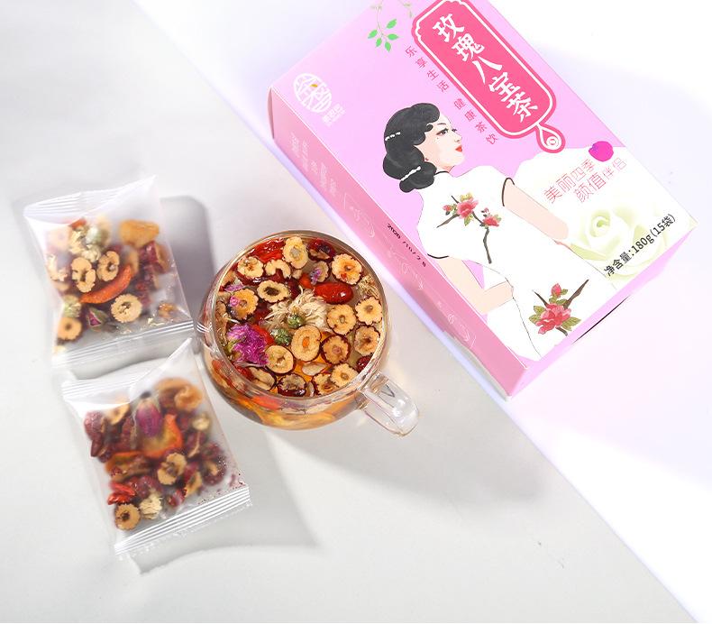 CIFbuy 180g 15 Bag Natural Babao Tea Includes Longan Rose Jujube Herbal Tea Health Care