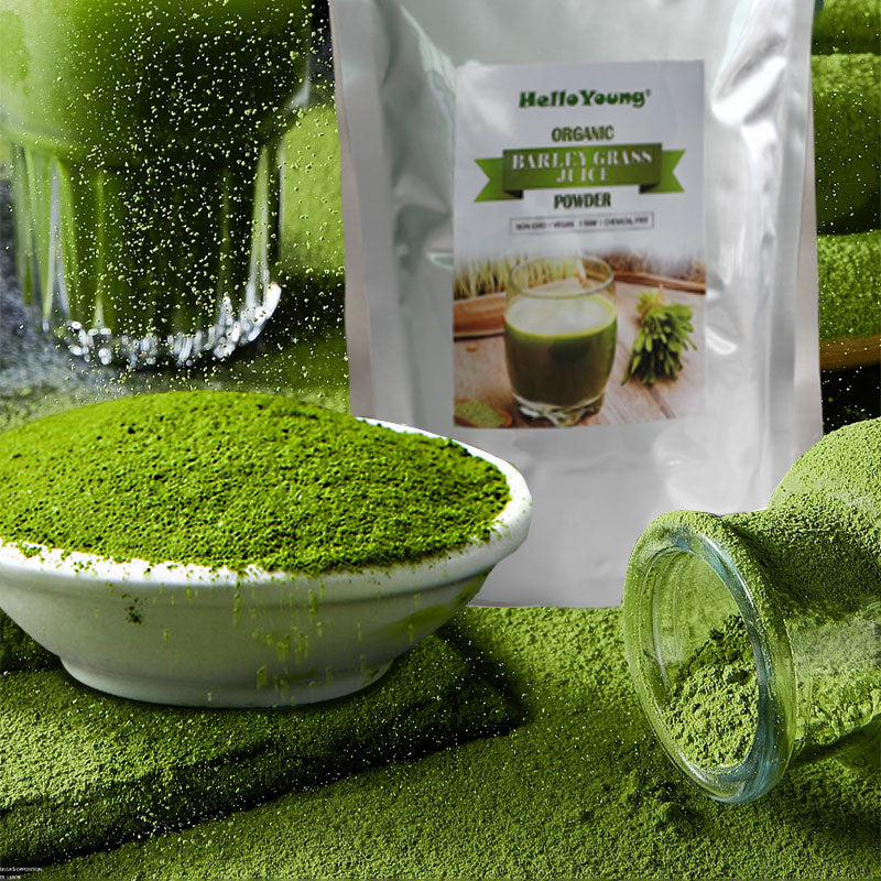 HelloYoung Barley Grass Powder 100% Pure & Organic, Pure Organic Barley, Organic Barley Grass Juice Powder, All Natural Ingredients for Men and Women Main image