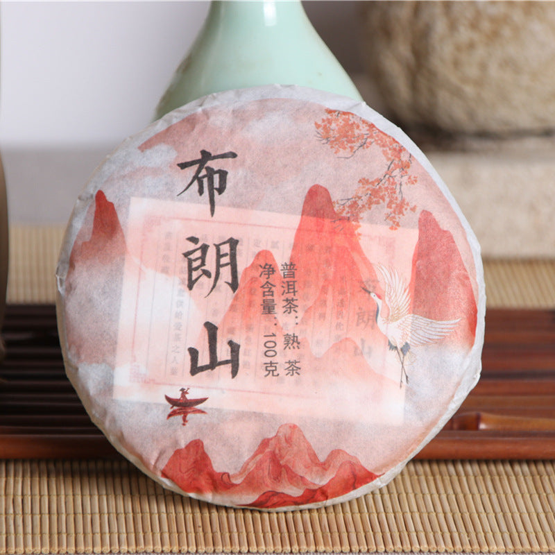 100g Yunnan Menghai Badashan Pu-erh Ripe Tea Cake 云南勐海巴达山普洱熟茶饼 七子饼普洱茶 Main image