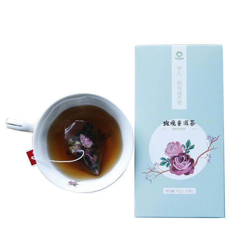 CIFbuy Triangle Tea Bags Package 45g / 15 Bags Rose Pu'er Tea Chinese Pu-Erh Black Tea