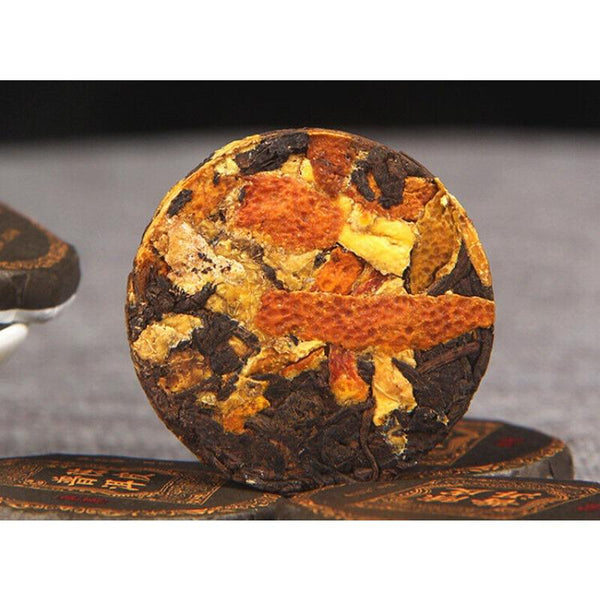 CIFbuy 500g Yunnan Chenpi Pu'er tea cake citrus ripe tea black tea small jade cake