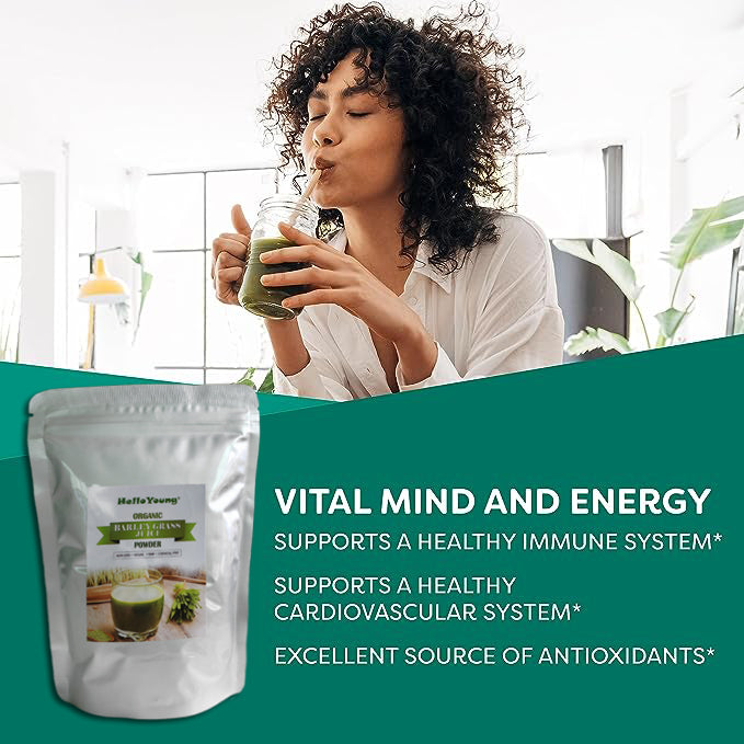 Organic Barley Grass Powder original 250g moistening intestines, Organic Non-GMO Vegan Cold-Juiced and Low-Temperature Dried