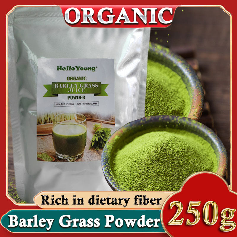 HelloYoung 250g Organic Barley Grass Powder Gluten Free Non-GMO Superfood Organic Non-GMO Vegan Cold-Juiced and Low-Temperature Dried Main image