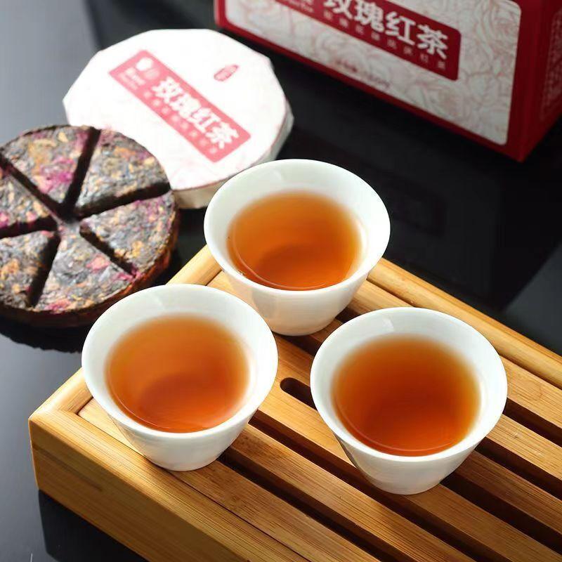 CIFbuy100g Fengqing Rose Black Tea Cake Yunnan Dianhong Flower Tea Organic Roselle Tea