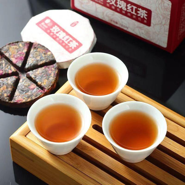 CIFbuy100g Fengqing Rose Black Tea Cake Yunnan Dianhong Flower Tea Organic Roselle Tea