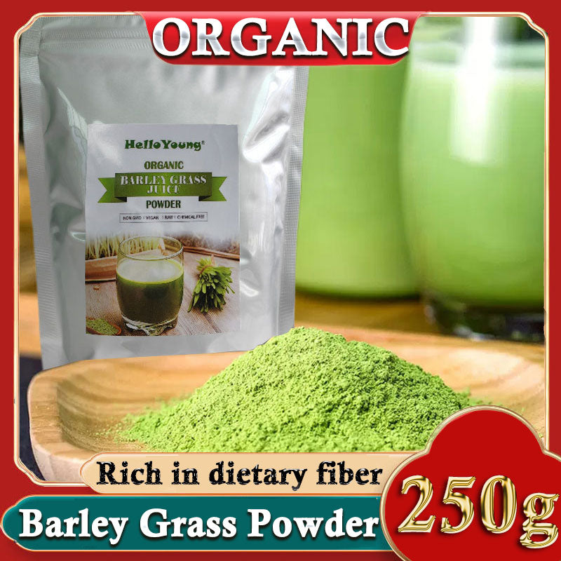 HelloYoung 250g Organic Barley Grass Powder Gluten Free Non-GMO Superfood Organic Barley Low Carb Diabetic Friendly e for weight loss Main image