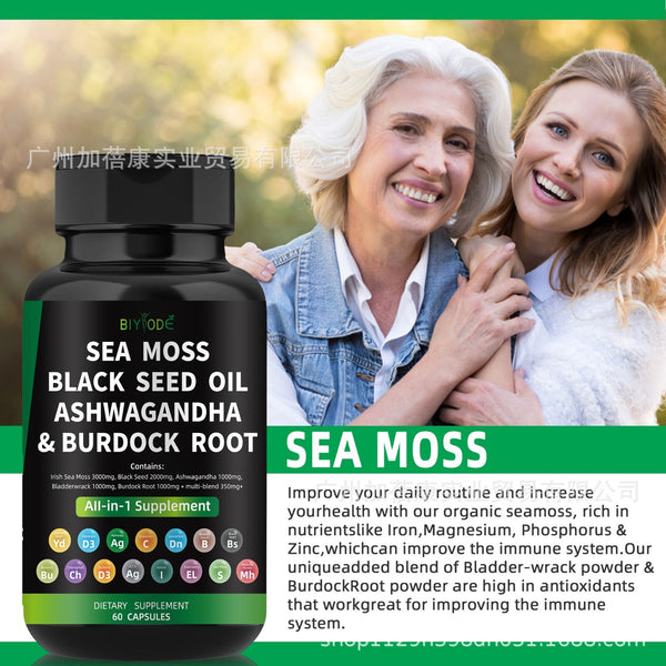 Zertifizierte Bio Seemoss Kapseln für Irish Sea Moos Blasenwurzel Klettenwurzel