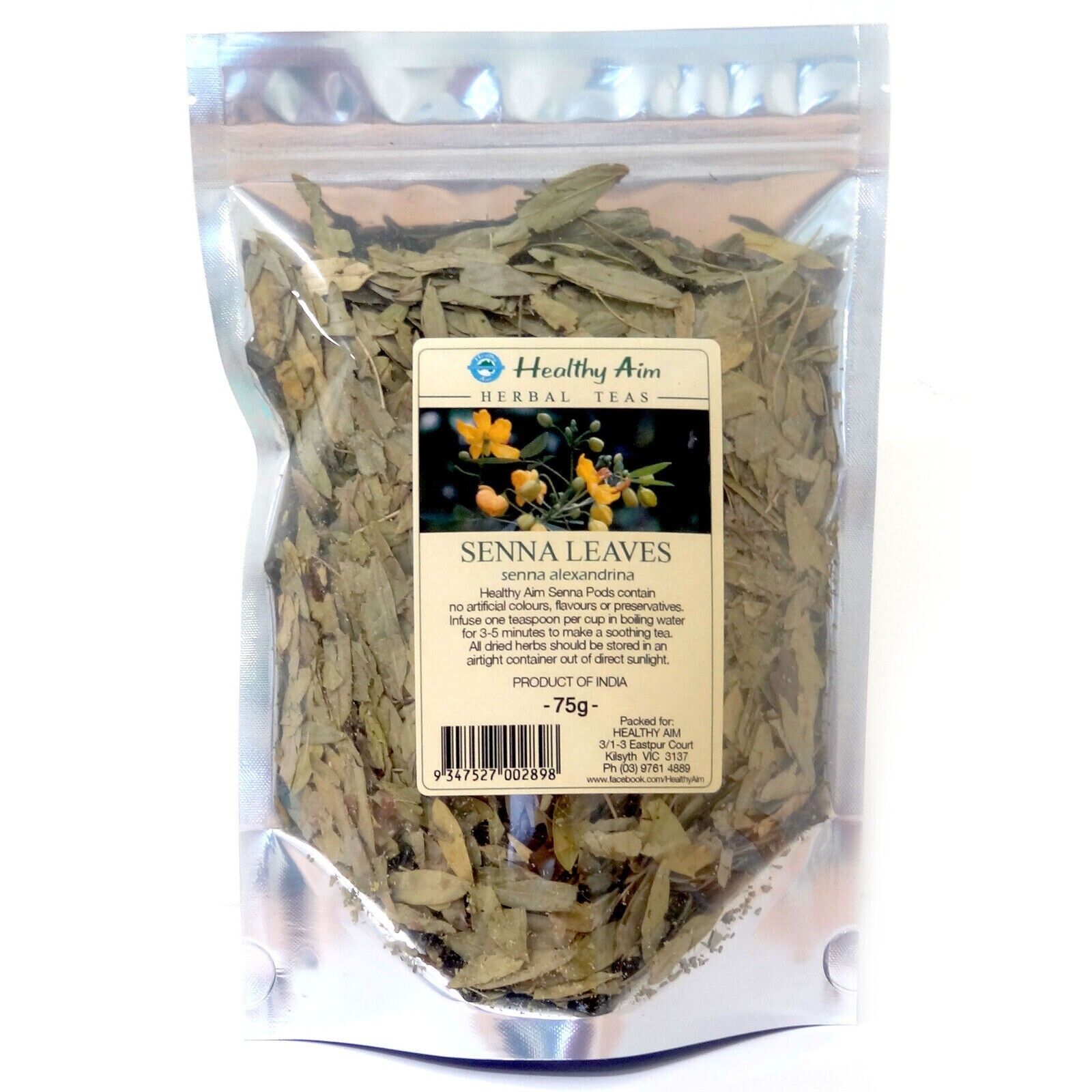 SENNA LEAVES 75g ~ Herbal Tea Dried Herb ~ No Artificial Colours & Flavours Main image