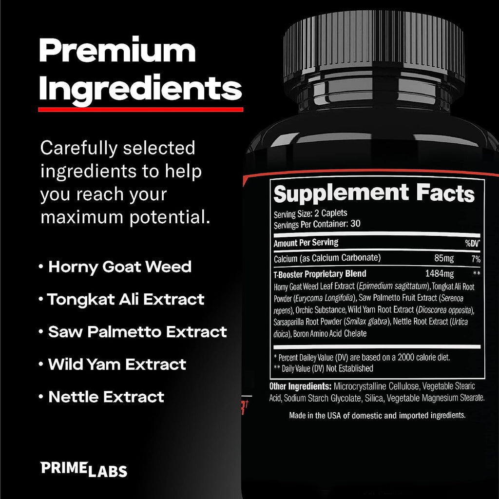 PRIME TEST Capsules - Testosterone Booster for Men, Energy & Endurance 120 Caps
