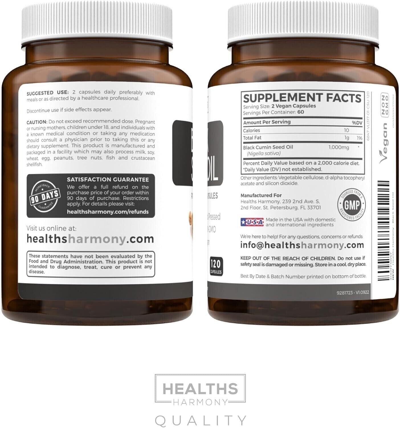 Healths Harmony Black Seed Oil Softgel Capsules (NON-GMO & Vegan) Main image