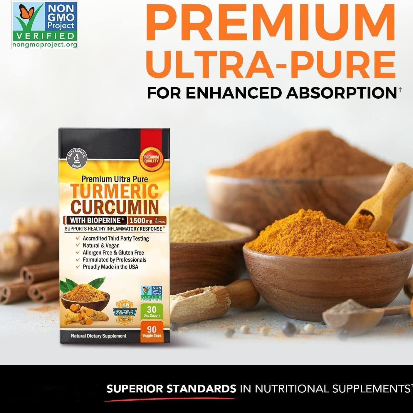 Turmeric Curcumin with Bioperine 2600mg High Absorption Triple Strength Capsules
