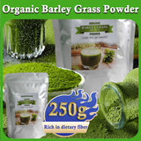 Unsweetened Premium Organic Barley Grass Powder 250g Non-GMO, Finely Ground Whole Dried Young Leaves, Pure, Kosher