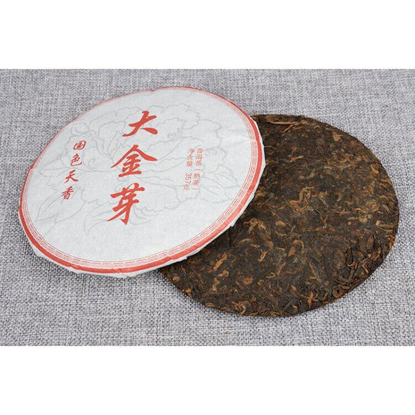 CIFbuy Yunnan Pu'er Ripe Tea 357g Big Golden Bud Ripe Puerh Tea Cake