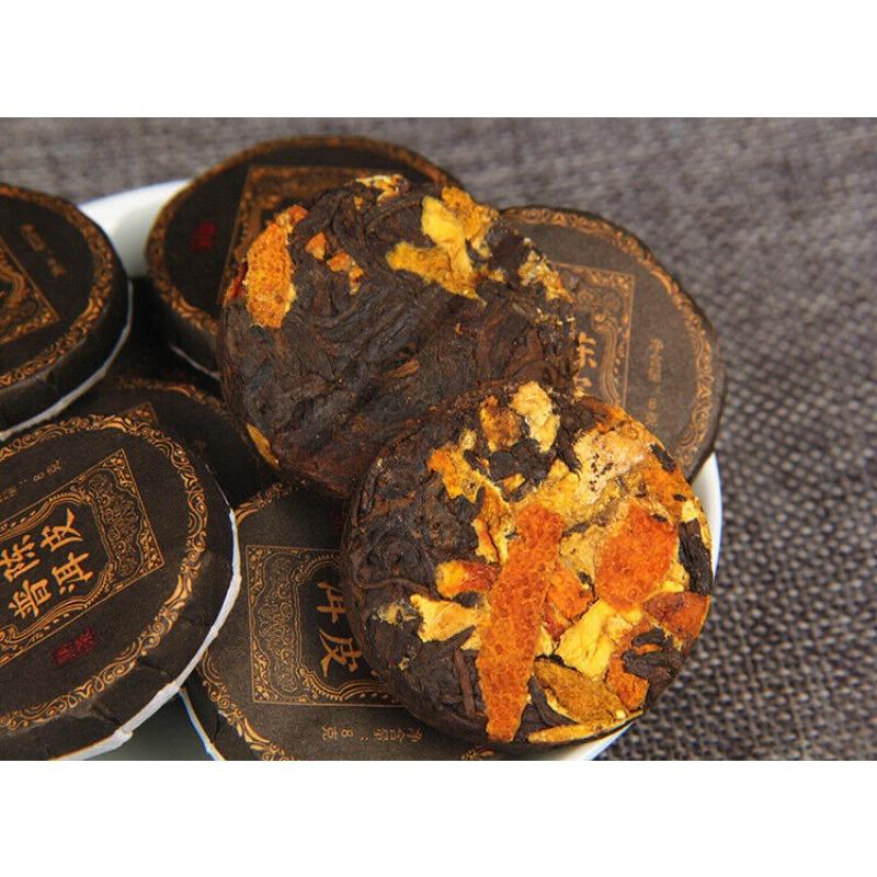 CIFbuy 500g Yunnan Chenpi Pu'er tea cake citrus ripe tea black tea small jade cake